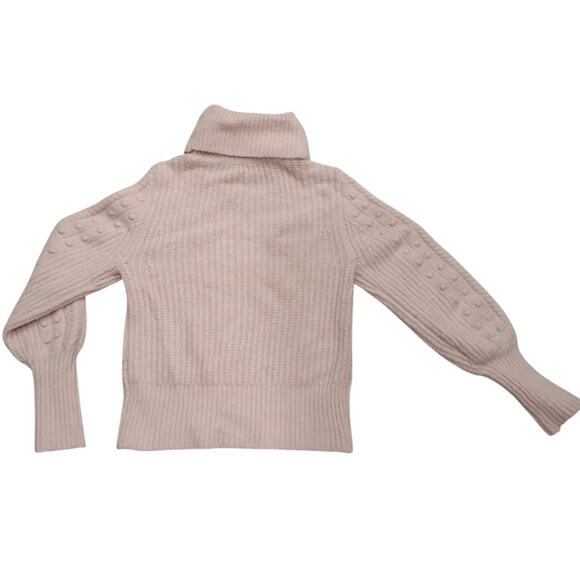 RACHEL PANCELL Pink Knubby Sweater Size S Long Sleeves Turtleneck Soft Feminine - Picture 2 of 6